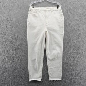 Madewell Womens High Waisted The Mom Jeans Cream Raw Hem Size 30